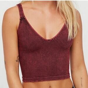 Free People Intimately Washed Seamless Crop in Washed Berry Tank Top NWOT M/L